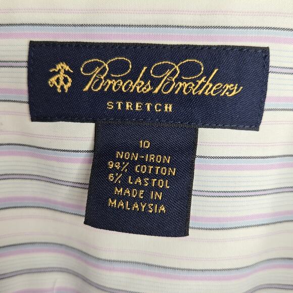 Brooks Brothers Women's Fitted Stretch Non-Iron White Striped Shirt Size 10 - Picture 8 of 9